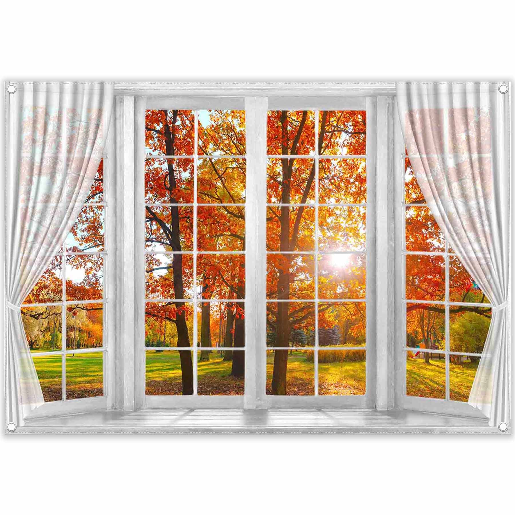 Autumn Tree Window Fall Forest Scene Natural Backdrop - UUFelice Studio