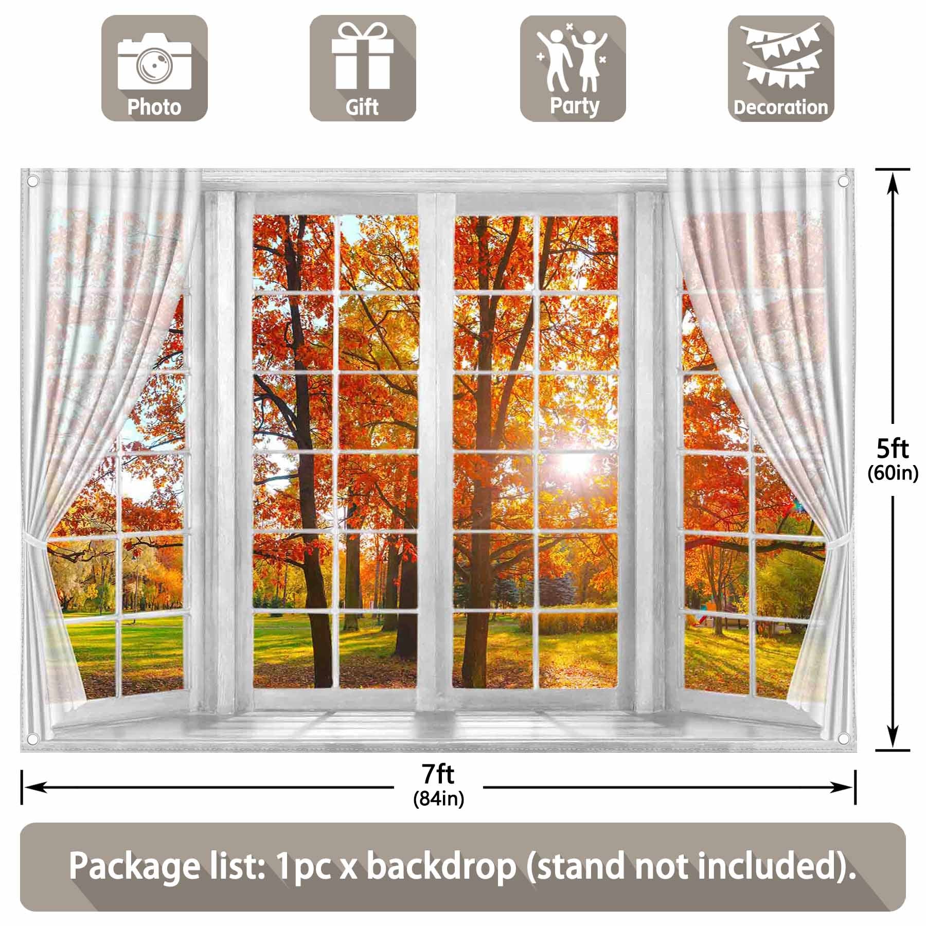 Autumn Tree Window Fall Forest Scene Natural Backdrop - UUFelice Studio