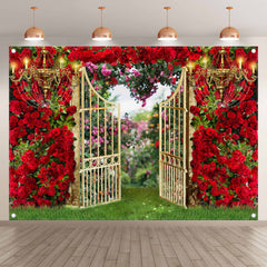 Spring Garden Red Rose Romantic Backdrop(FAST) - UUFelice Studio