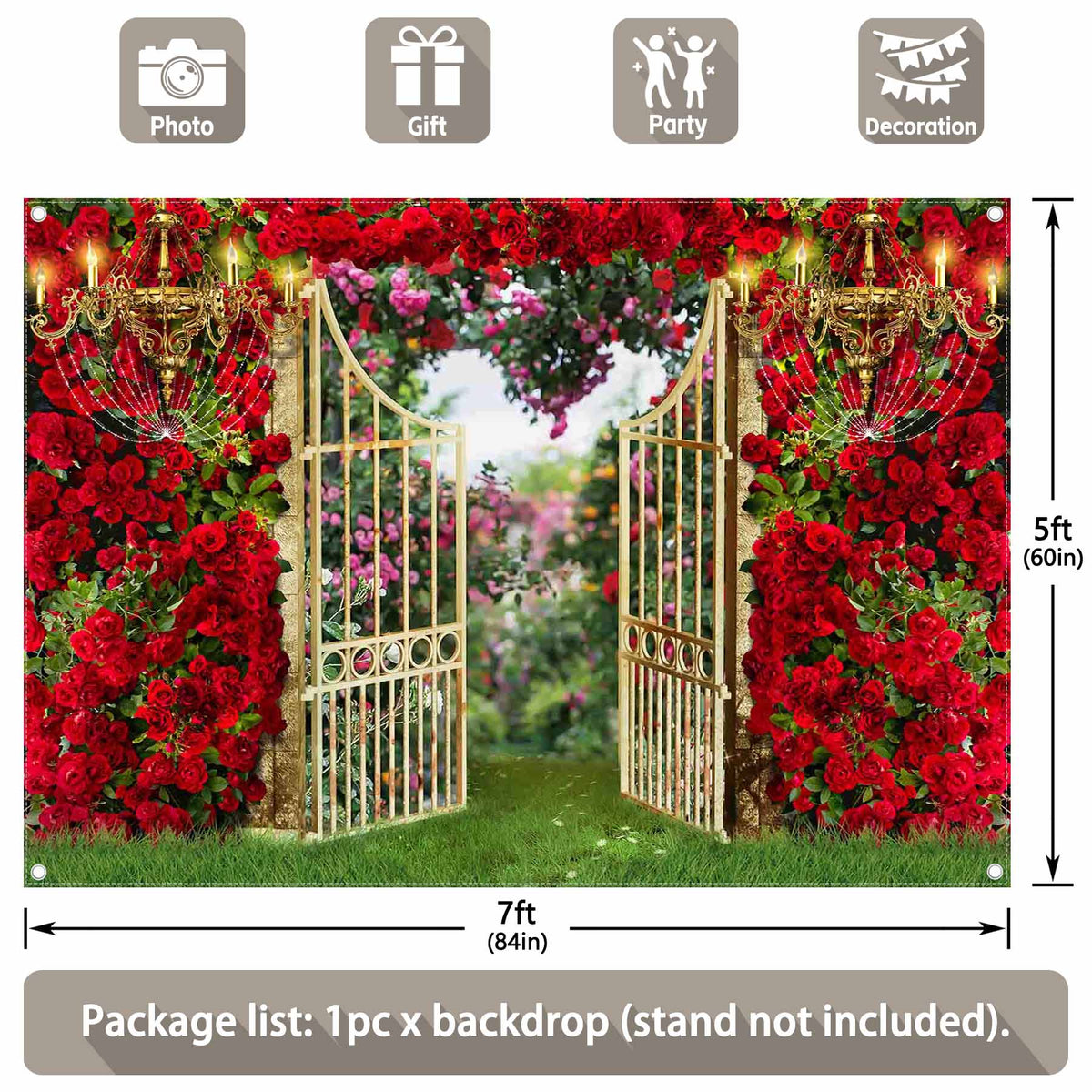 Spring Garden Red Rose Romantic Backdrop(FAST) - UUFelice Studio