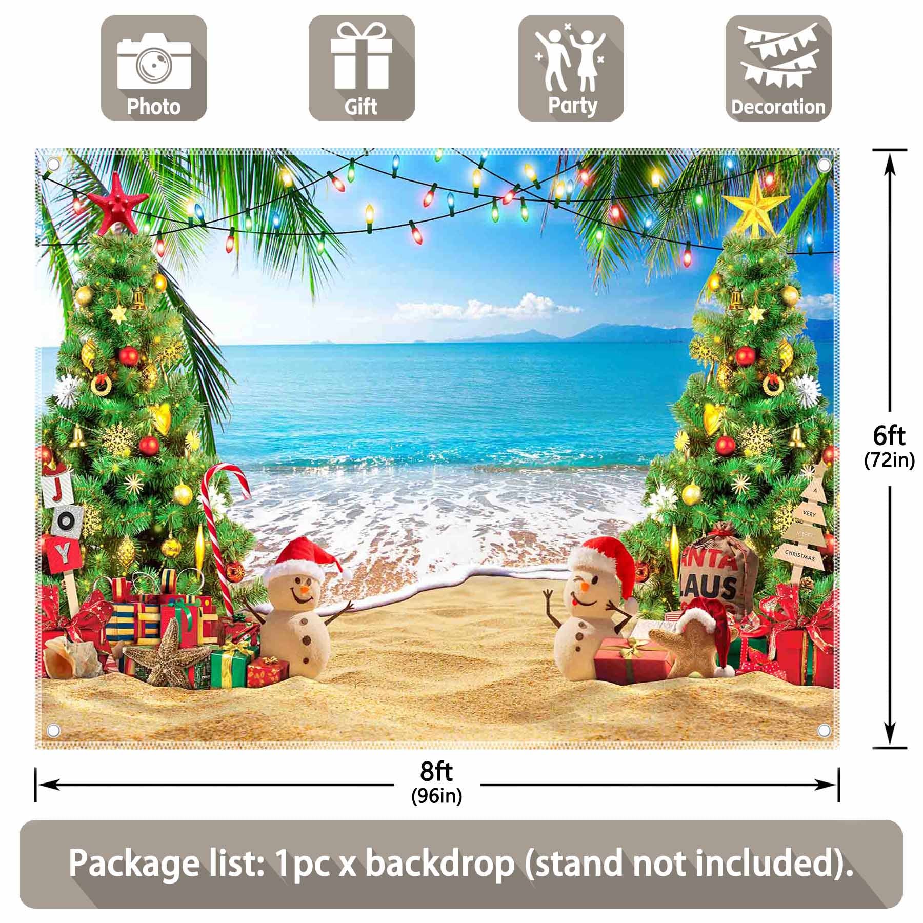 Christmas In July Summer Hawaiian Beach Backdrop(FAST) - UUFelice Studio