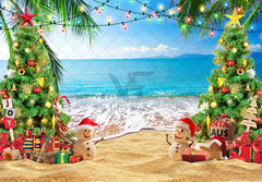 1pc, 7x5ft/8x6ft/10x8ft Polyester Christmas In July Photography Backdrop, Summer Hawaiian Beach Tropical Tree Photo Background Tapestry, It's Warm Outside Banner Decorations, Photo Booths Studio Props, Birthday Cake Table Supplies Room Decor - UUFelice Studio