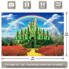 Emerald Green Castle Yellow Brick Road Rainbow Backdrop(FAST) - UUFelice Studio