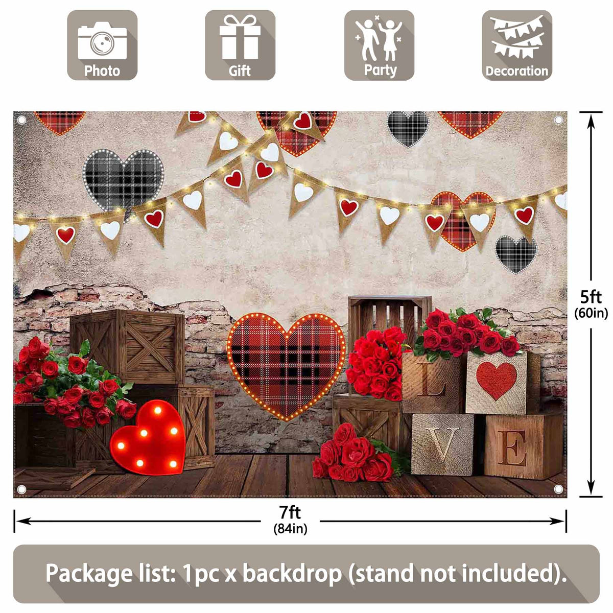 Valentine's Day Plaid Love Heart Brick Wall Background(FAST) - UUFelice Studio