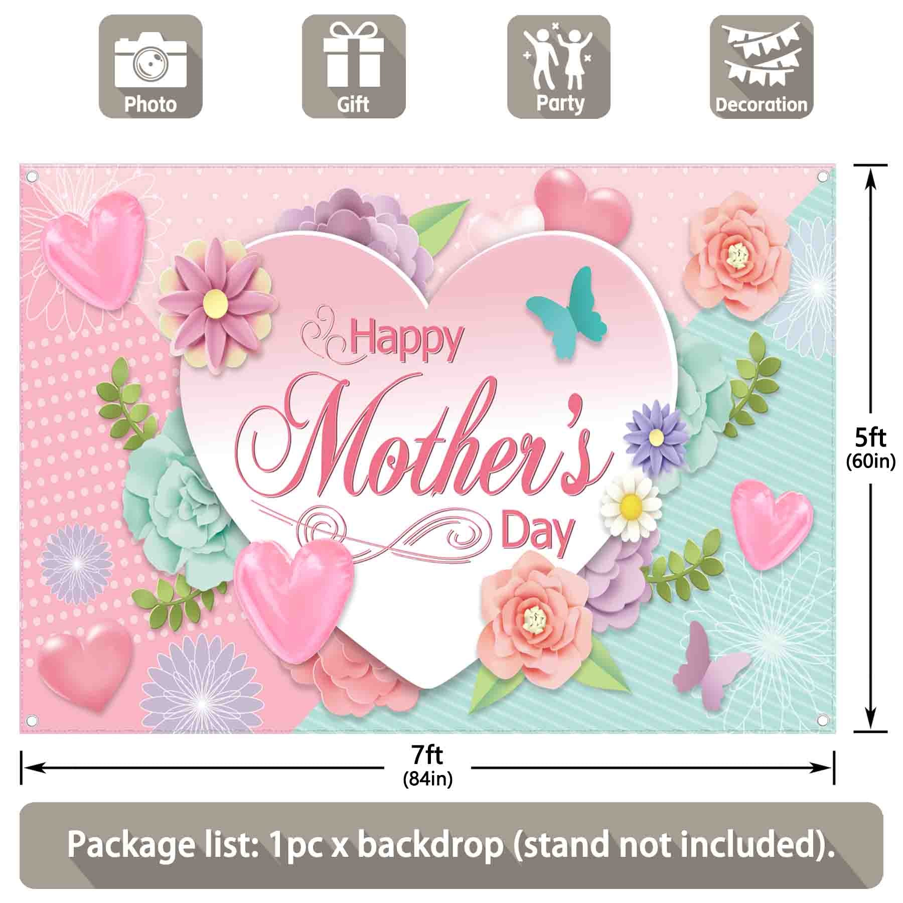 Happy Mother's Day Pink Love Rose Carnation Butterfly Background - UUFelice Studio