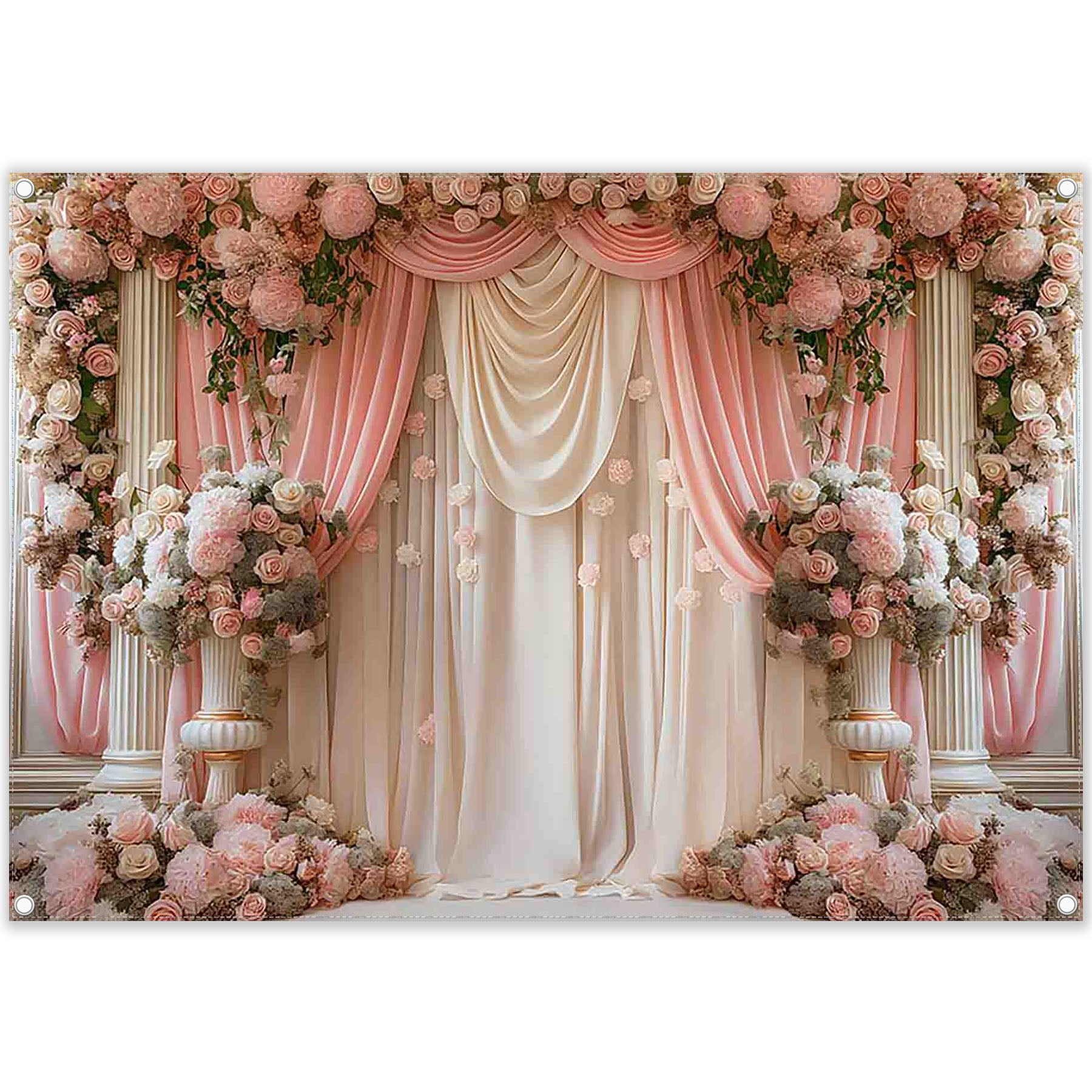 Wedding White Pink Flower Wall Bridal Anniversary Backdrop