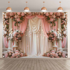 Wedding White Pink Flower Wall Bridal Anniversary Backdrop