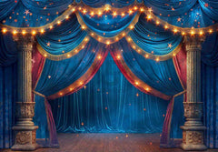 Theater Curtain Stage Glitter Stars Carnival Backdrop