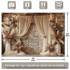 Boho Floral Wedding Pampas Grass Curtain Backdrop