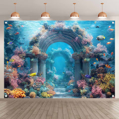 Underwater Ocean Palace Tropical Fish Coral Backdrop