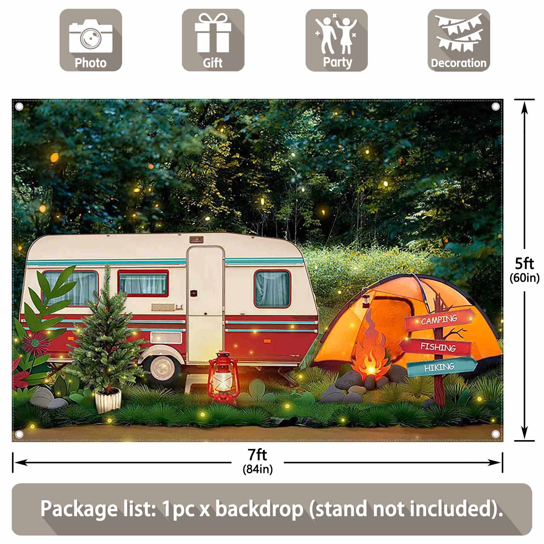 Forest Camping  Campfire Tent Caravans Backdrop