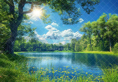 Lake Scenery Spring Fishing Outdoors Camping Backdrop