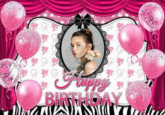 Custom DIY Name Photo Pink Happy Birthday Backdrop