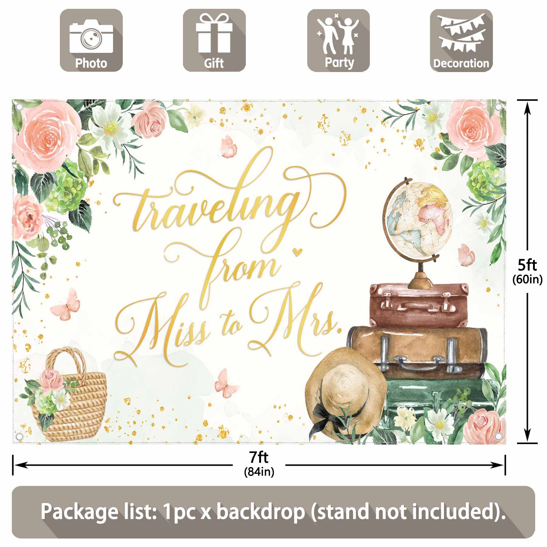 Traveling from Miss to Mrs Bridal Shower Background - UUFelice Studio