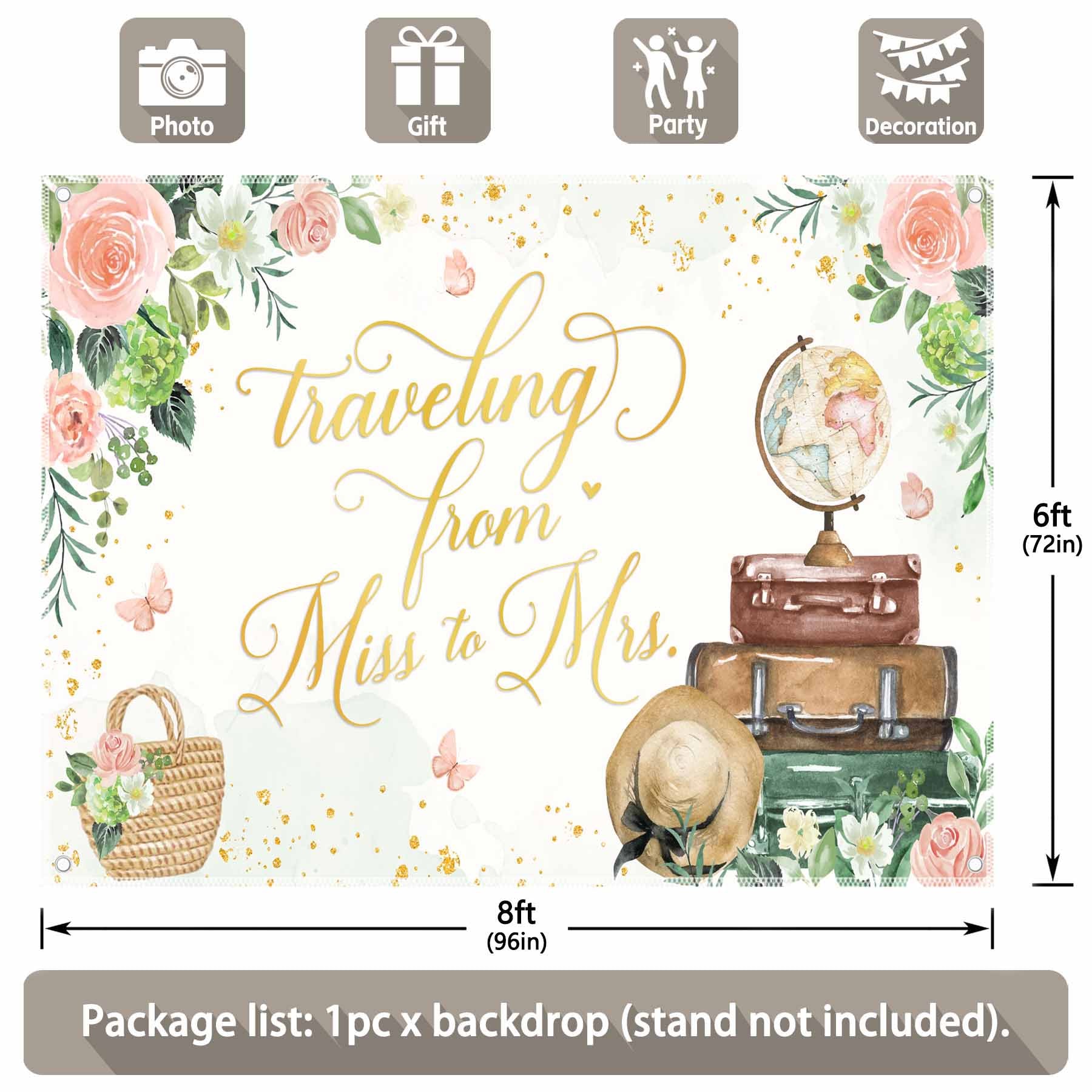 Traveling from Miss to Mrs Bridal Shower Background - UUFelice Studio