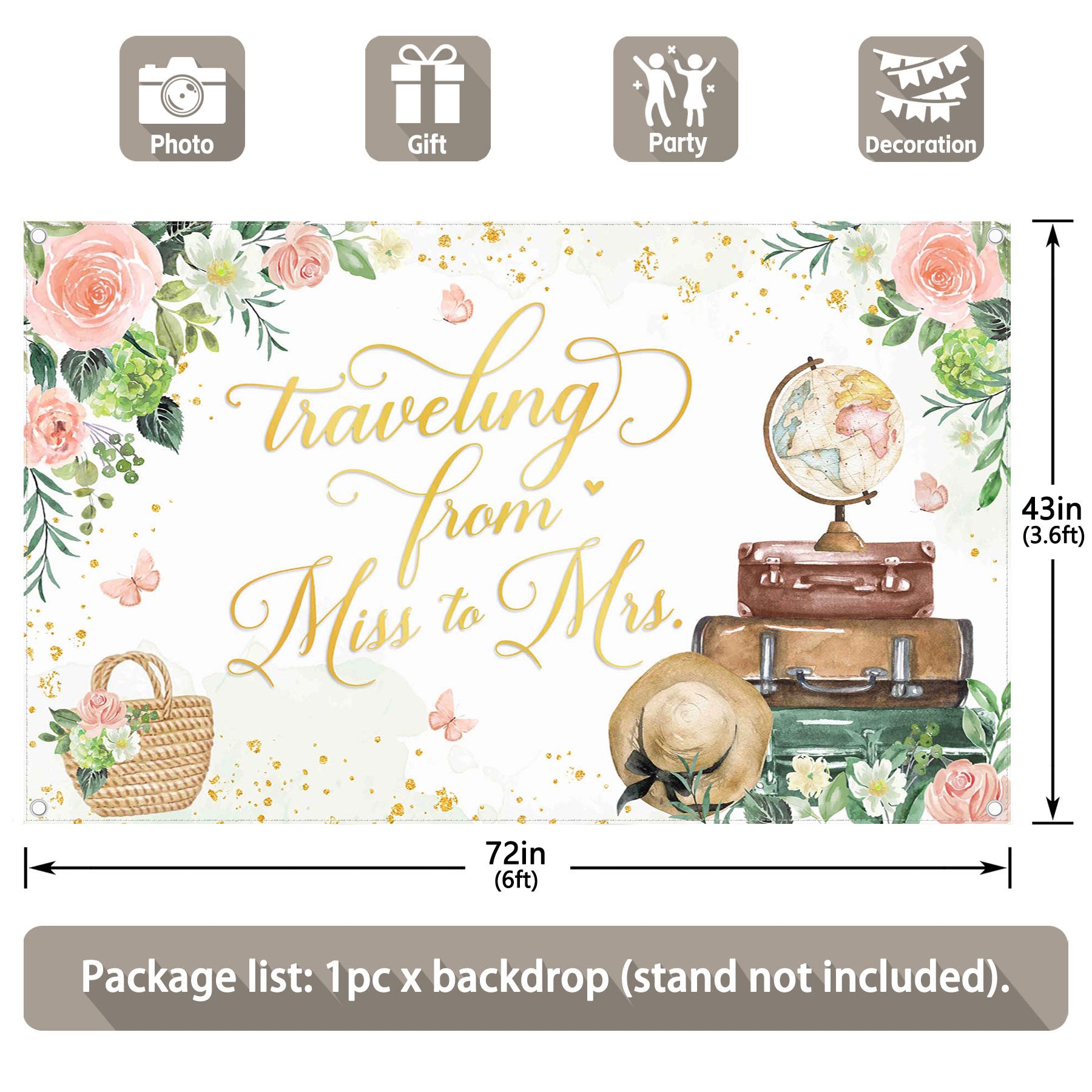 Traveling from Miss to Mrs Bridal Shower Background - UUFelice Studio