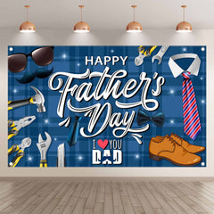 Happy Father's Day Shirt Tie Hat Glitter Backdrop（FAST）