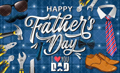 Happy Father's Day Shirt Tie Hat Glitter Backdrop（FAST）