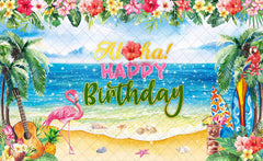 Aloha Birthday Hawaiian Tropical Luau Summer Backdrop(FAST)