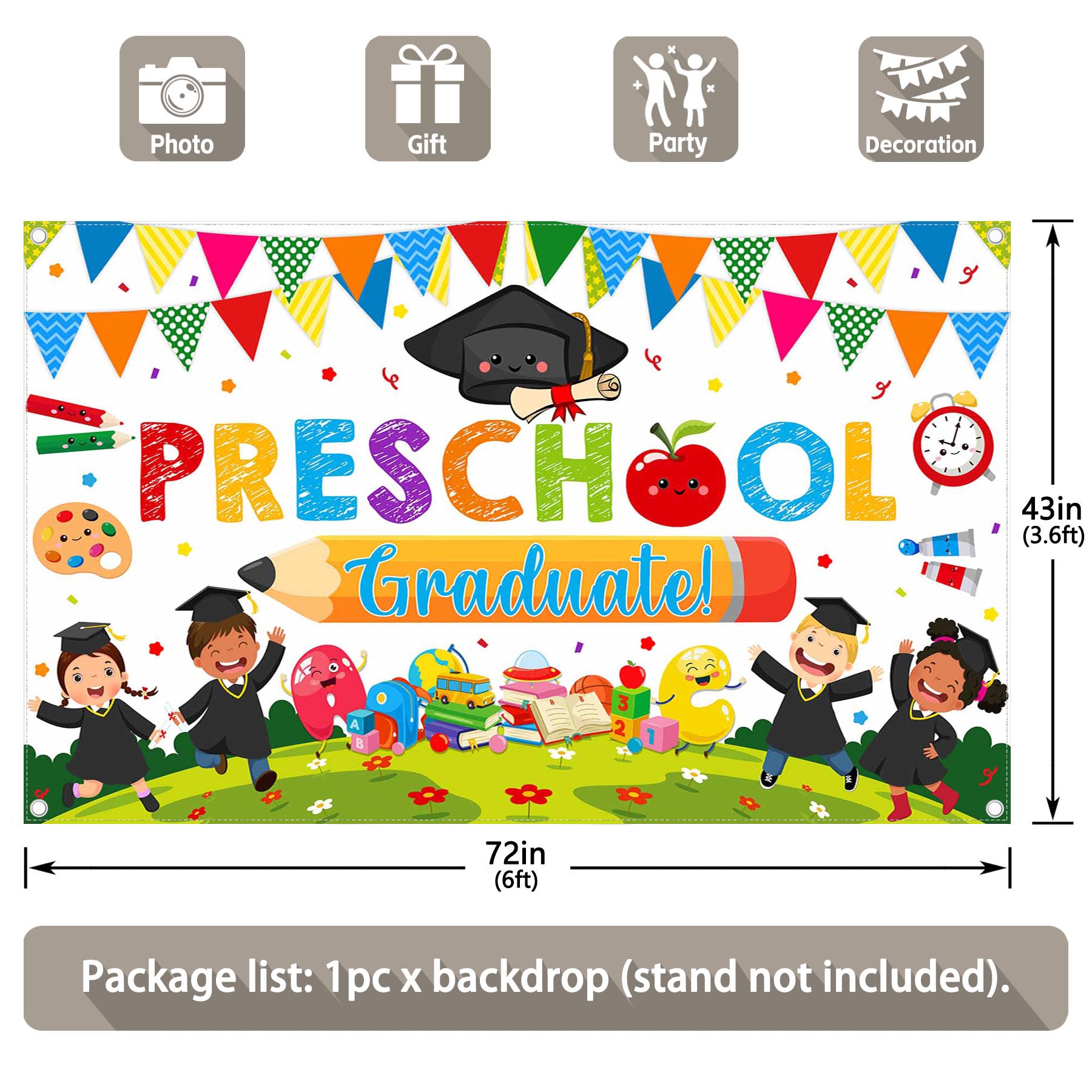 Preschool Graduate Class of 2024 Pre Kindergarten Backdrop(FAST)