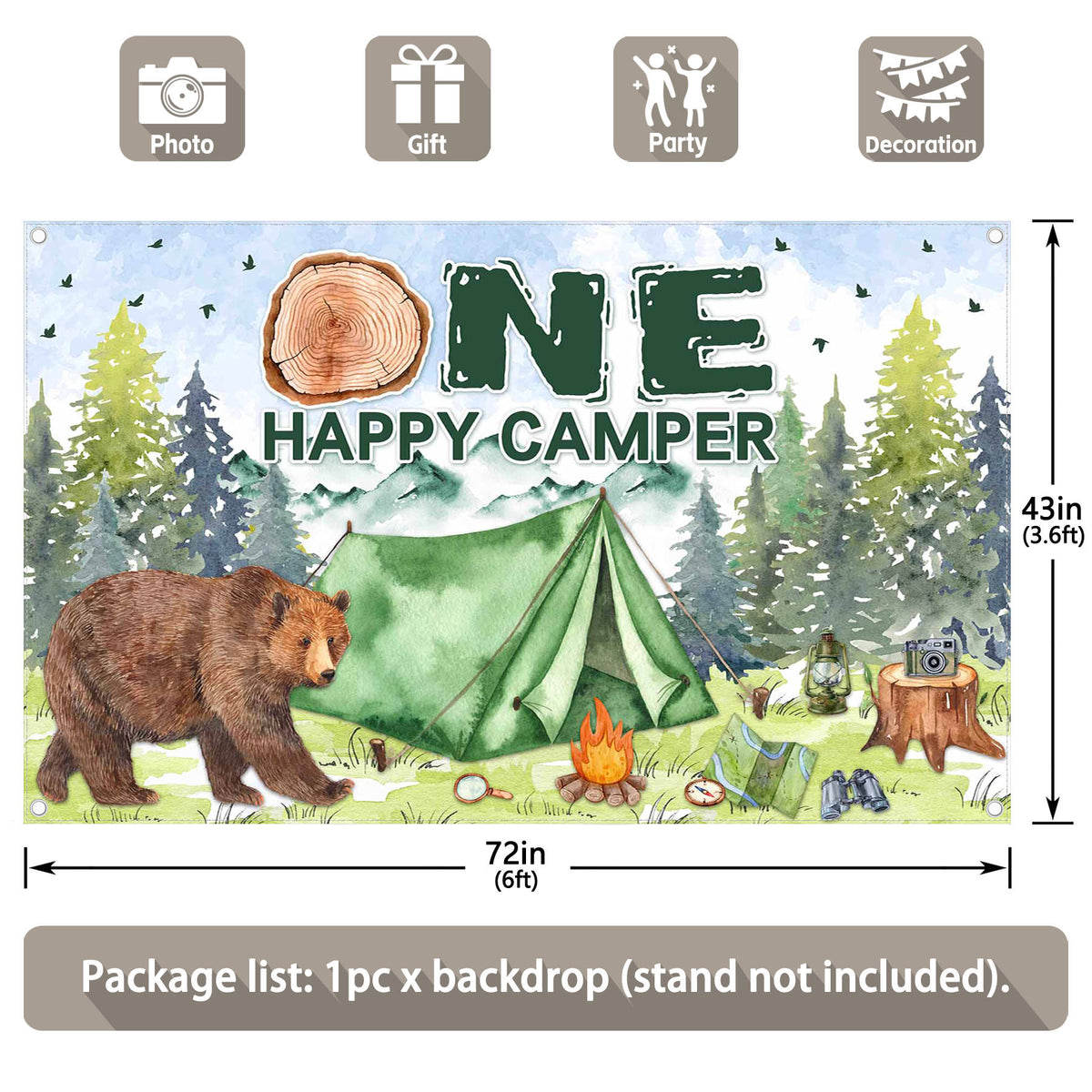 One Happy Camper Boys' 1st Forest Adventure Background