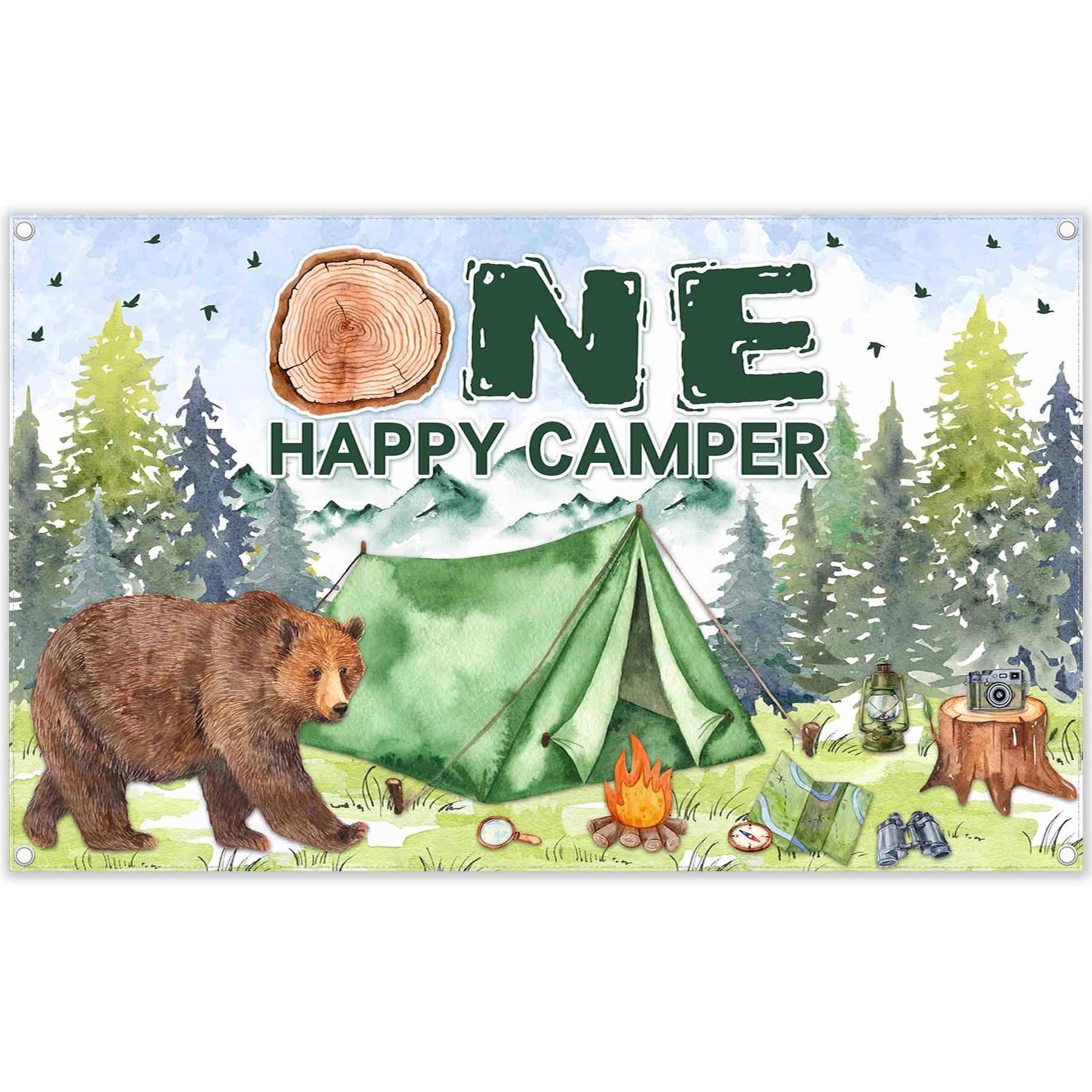 One Happy Camper Boys' 1st Forest Adventure Background