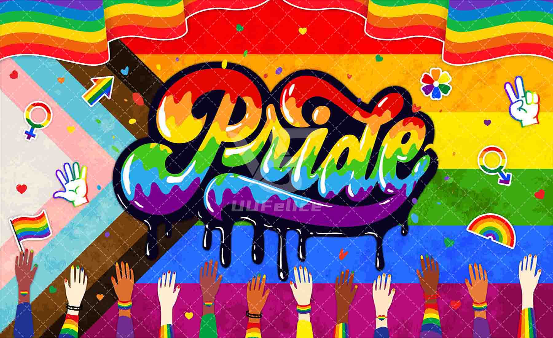 Pride Month Backdrop Colorful Rainbow Background(FAST) - UUFelice Studio