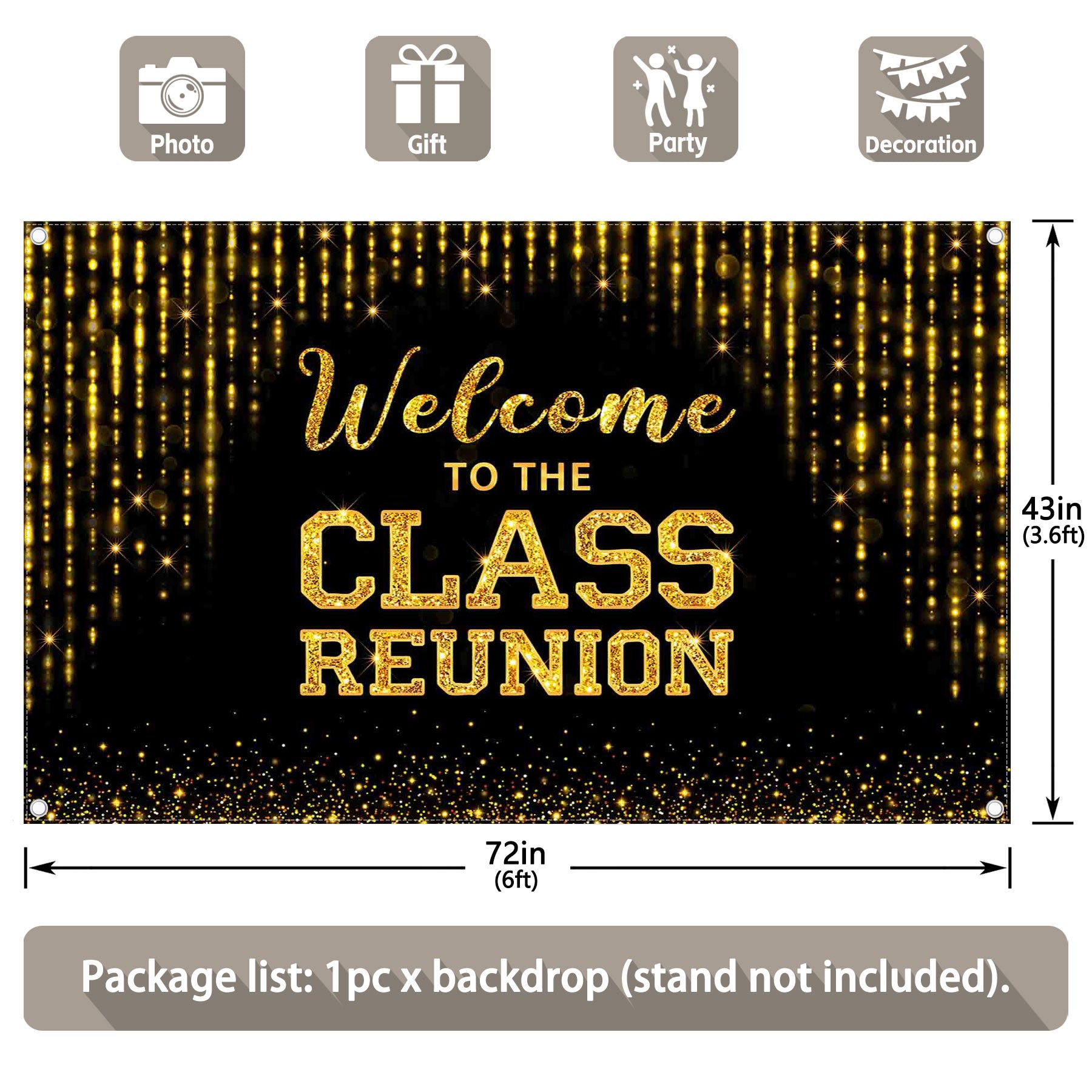 Golden Welcome to The Class Reunion Backdrop