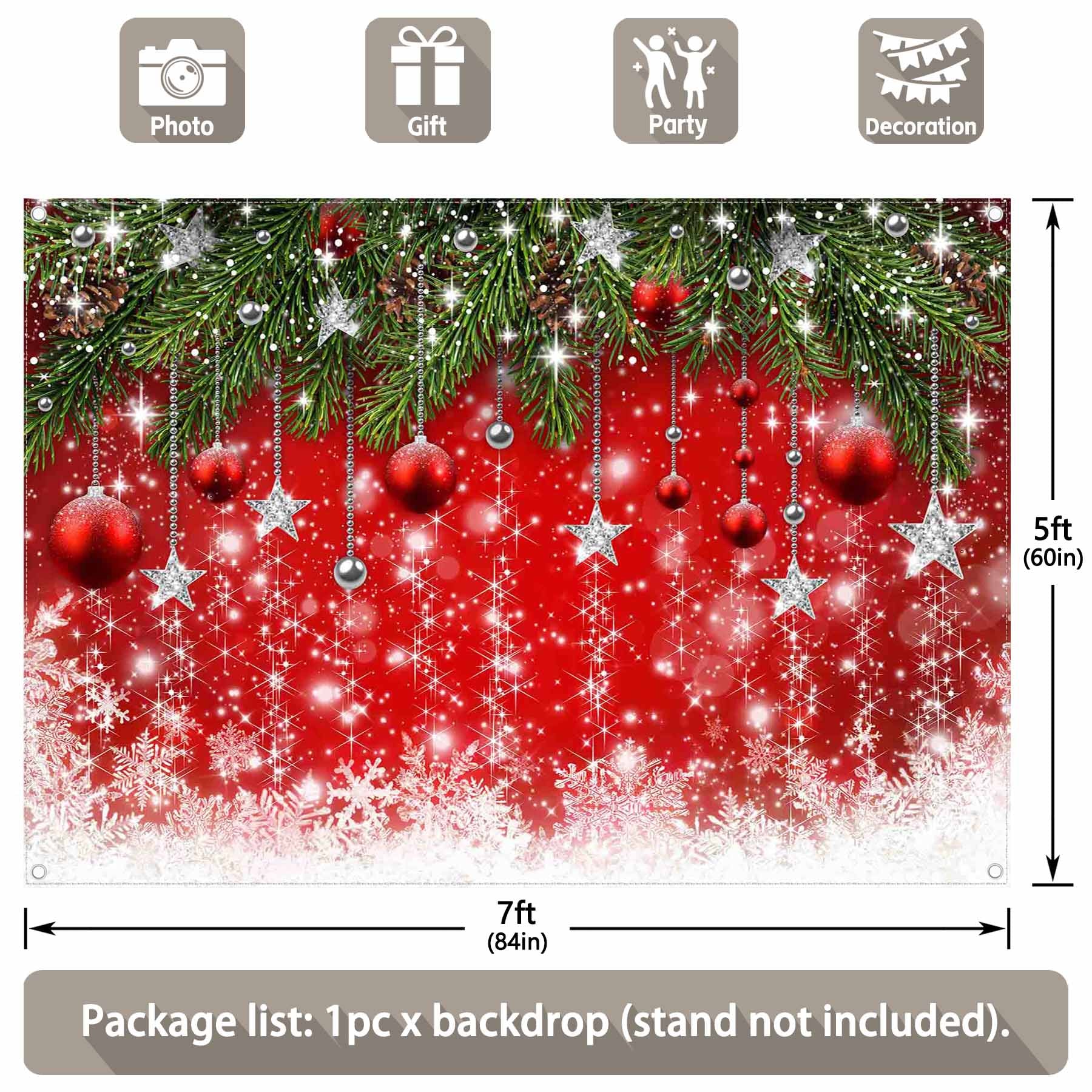 Christmas Red Ball Theme New Year Party Backdrop(FAST) - UUFelice Studio