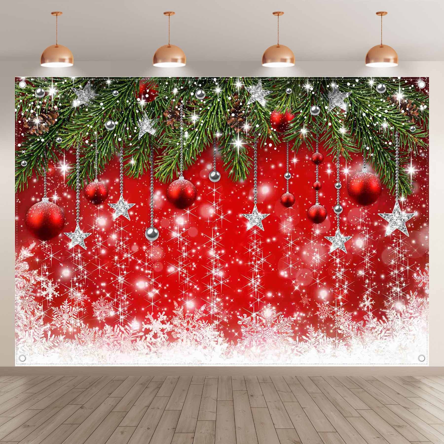 Christmas Red Ball Theme New Year Party Backdrop(FAST) - UUFelice Studio