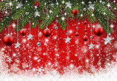 1pc, 7x5ft/8x6ft/10x8ft Christmas Red Polyester Photography Backdrop, Red Ball Theme New Year Party Photo Background Tapestry, Silver Sparkling Stars Banner Decorations, Kids Photo Booths Studio Props, Children Birthday Cake Table Supplies - UUFelice Studio