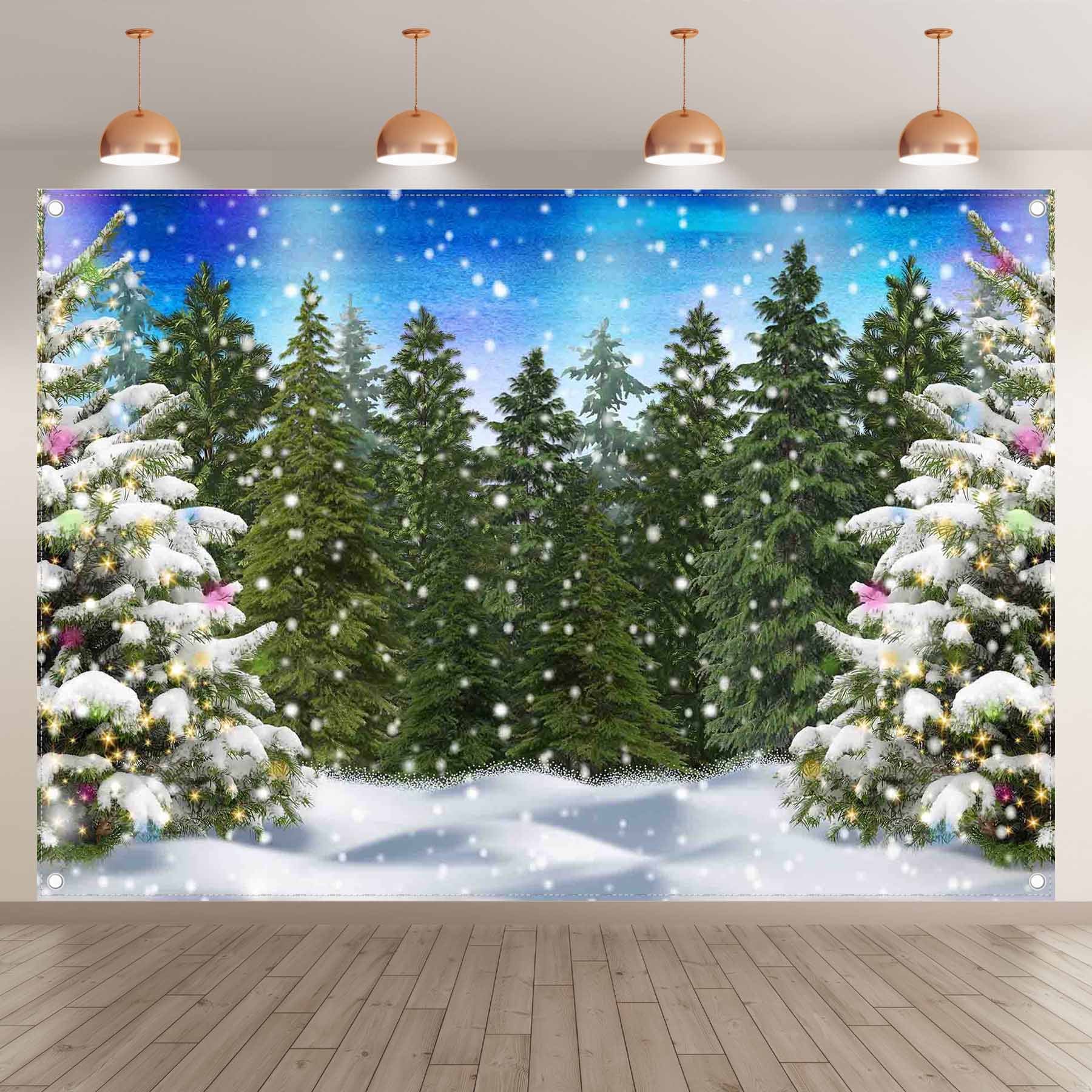 Winter Forest Landscape Snowy Christmas Pine Tree Background(FAST) - UUFelice Studio