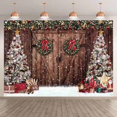 Winter Christmas Rustic Barn Tree  Backdrop(FAST)