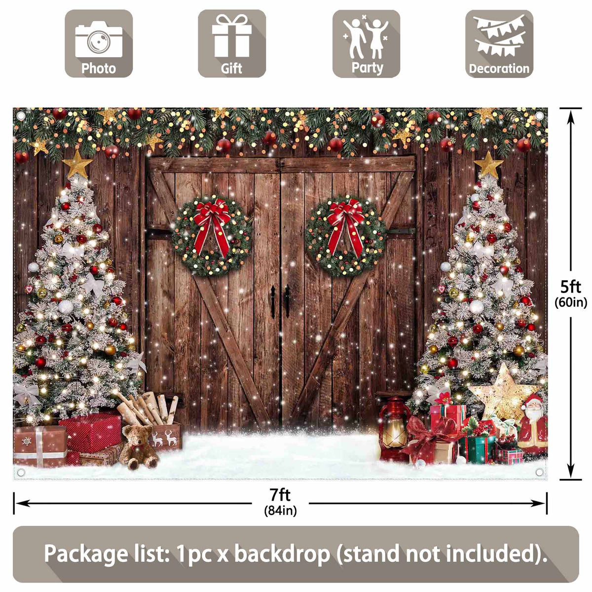 Winter Christmas Rustic Barn Tree  Backdrop(FAST)