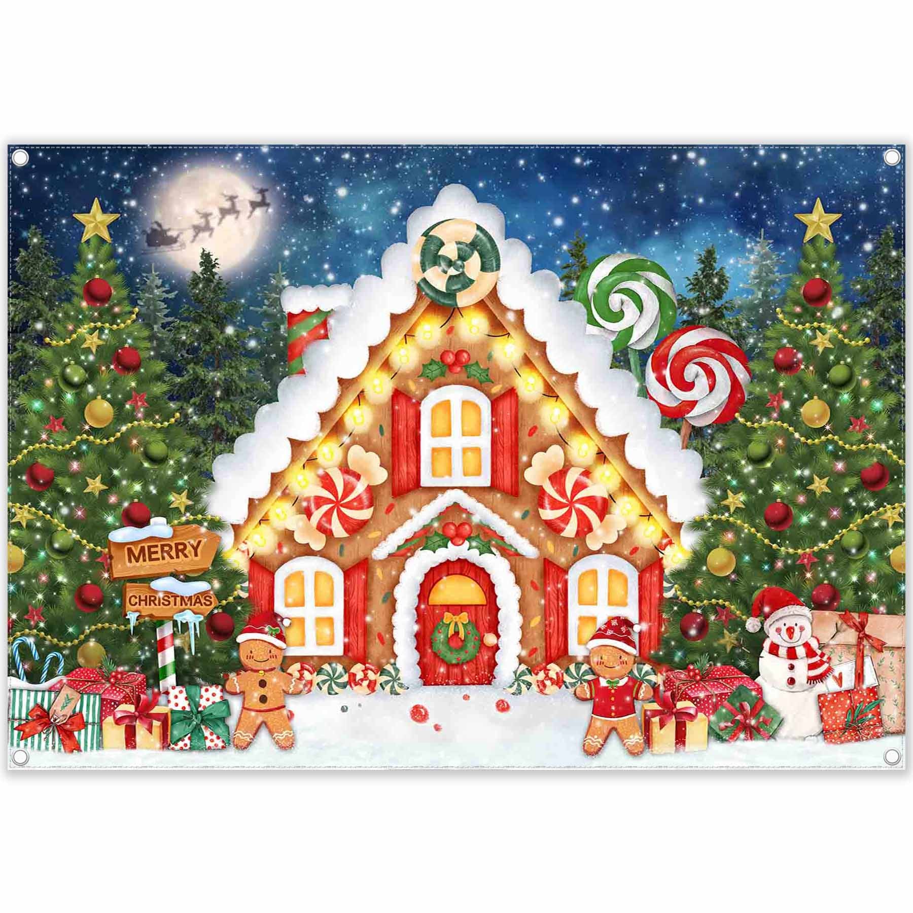 Christmas Gingerbread House Santa Backdrop(FAST) - UUFelice Studio