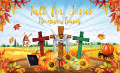 1pc 72x43inch/96x60inch, Fall For Jesus Polyester Photography Backdrop, Pumpkin Autumn Maple Leaf Background, Thanksgiving Party Decorations, Birthday Banner Supplies Photo Booths - UUFelice Studio