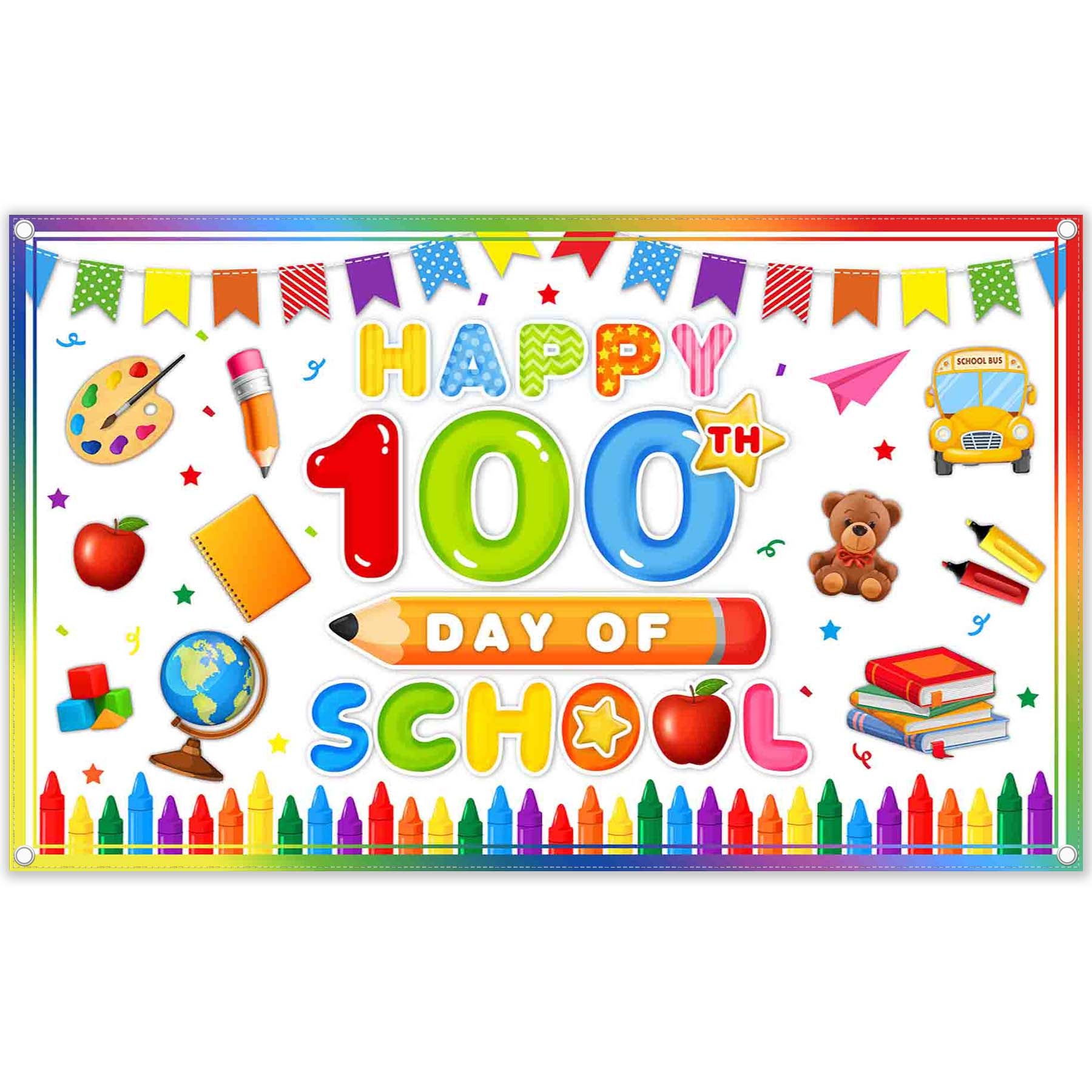 Happy 100th Day Of School Kids Student Kindergarten Backdrop(FAST) - UUFelice Studio