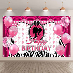 Pink Happy Birthday Princess Frame Girl Backdrop(FAST)