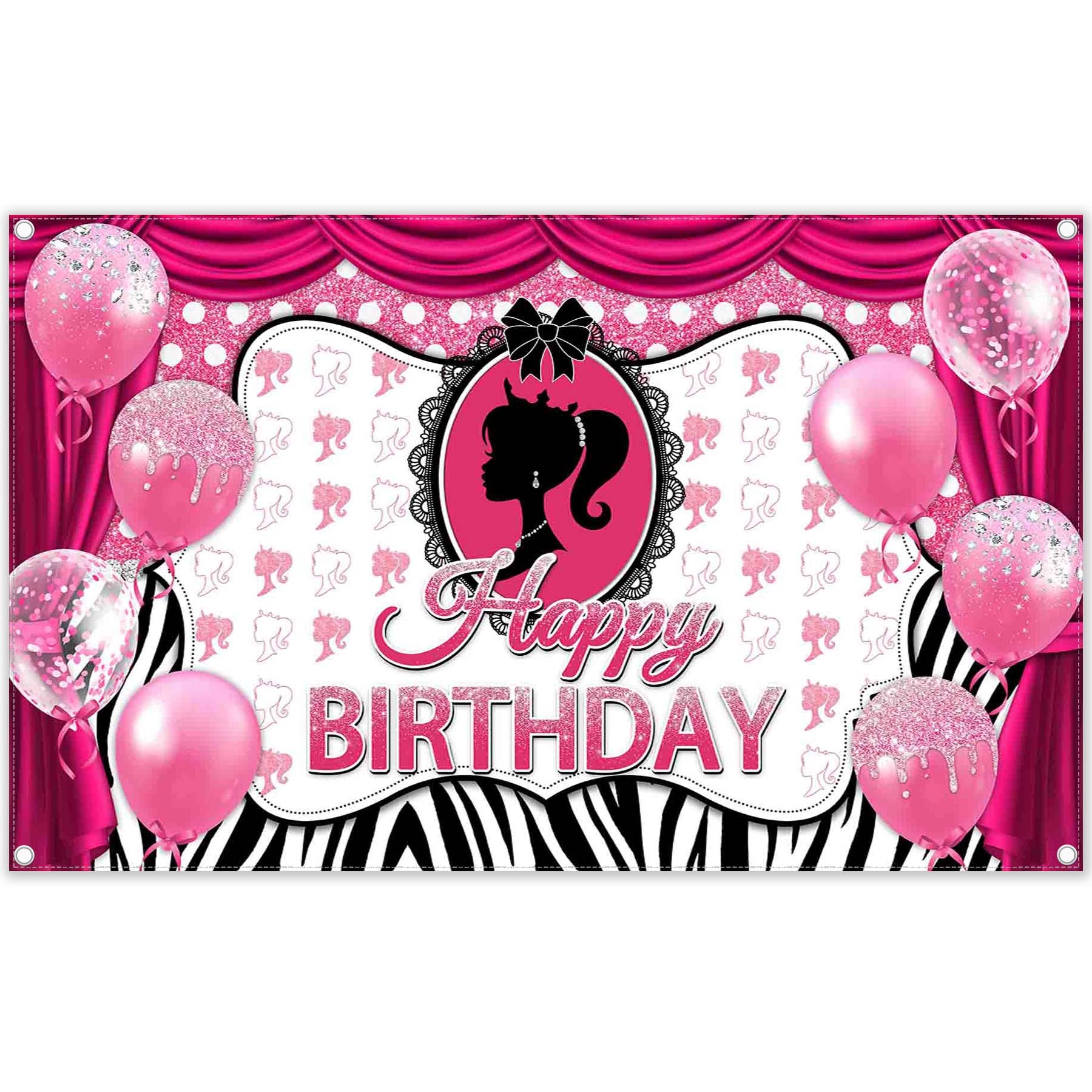 Pink Happy Birthday Princess Frame Girl Backdrop(FAST)