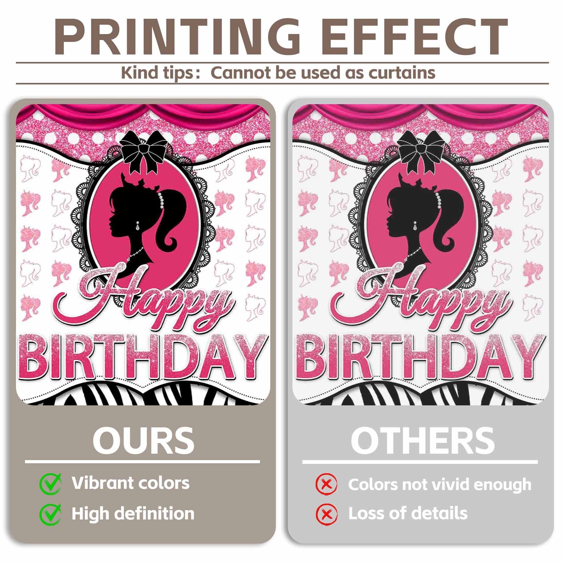 Pink Happy Birthday Princess Frame Girl Backdrop(FAST)