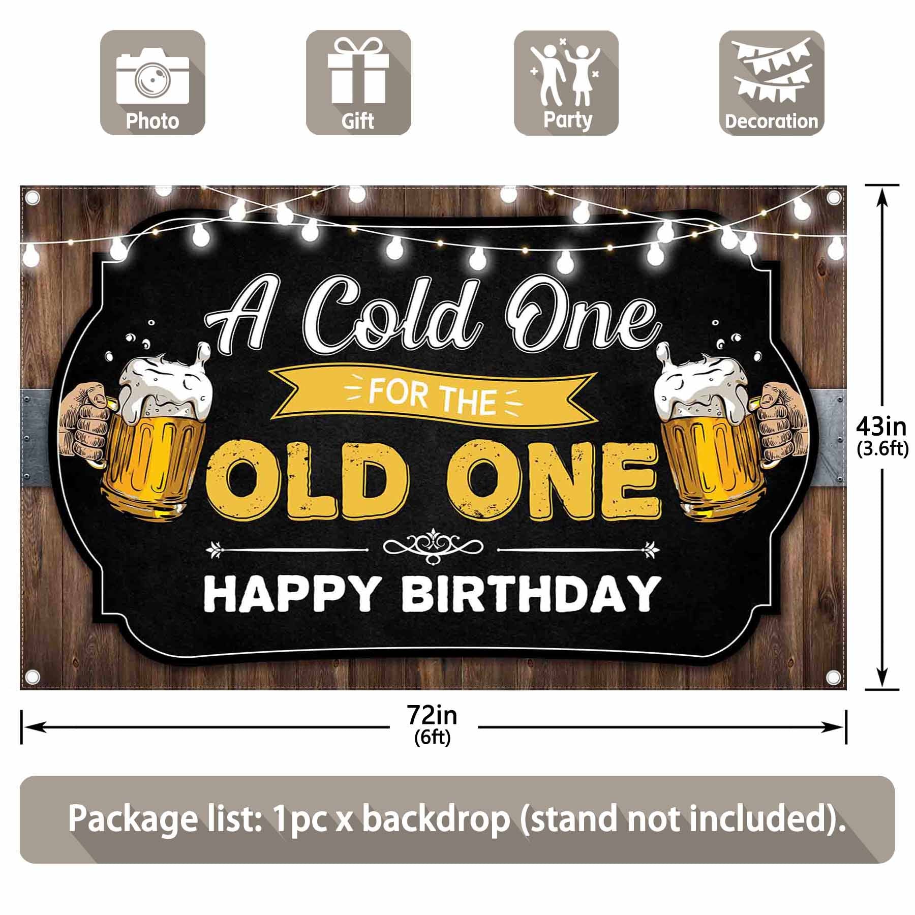 Elegant 30th/40th/50th Beer Party Black & Gold Backdrop(FAST) - UUFelice Studio