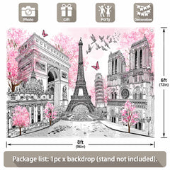 Elegant Parisian Eiffel Tower Backdrop(FAST) - UUFelice Studio