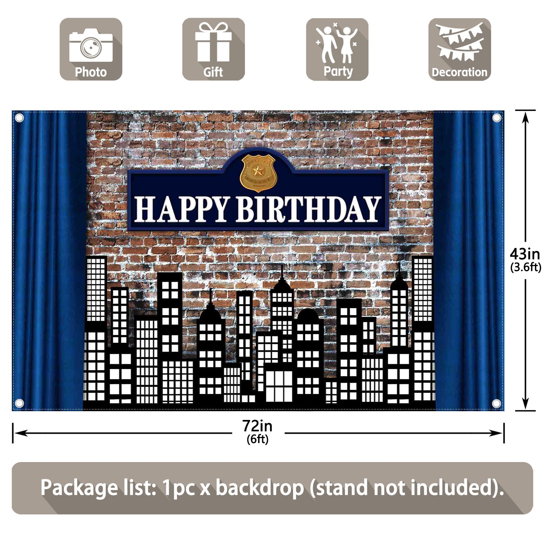 City Happy Birthday Dress Up Brick Party Photo Background - UUFelice Studio