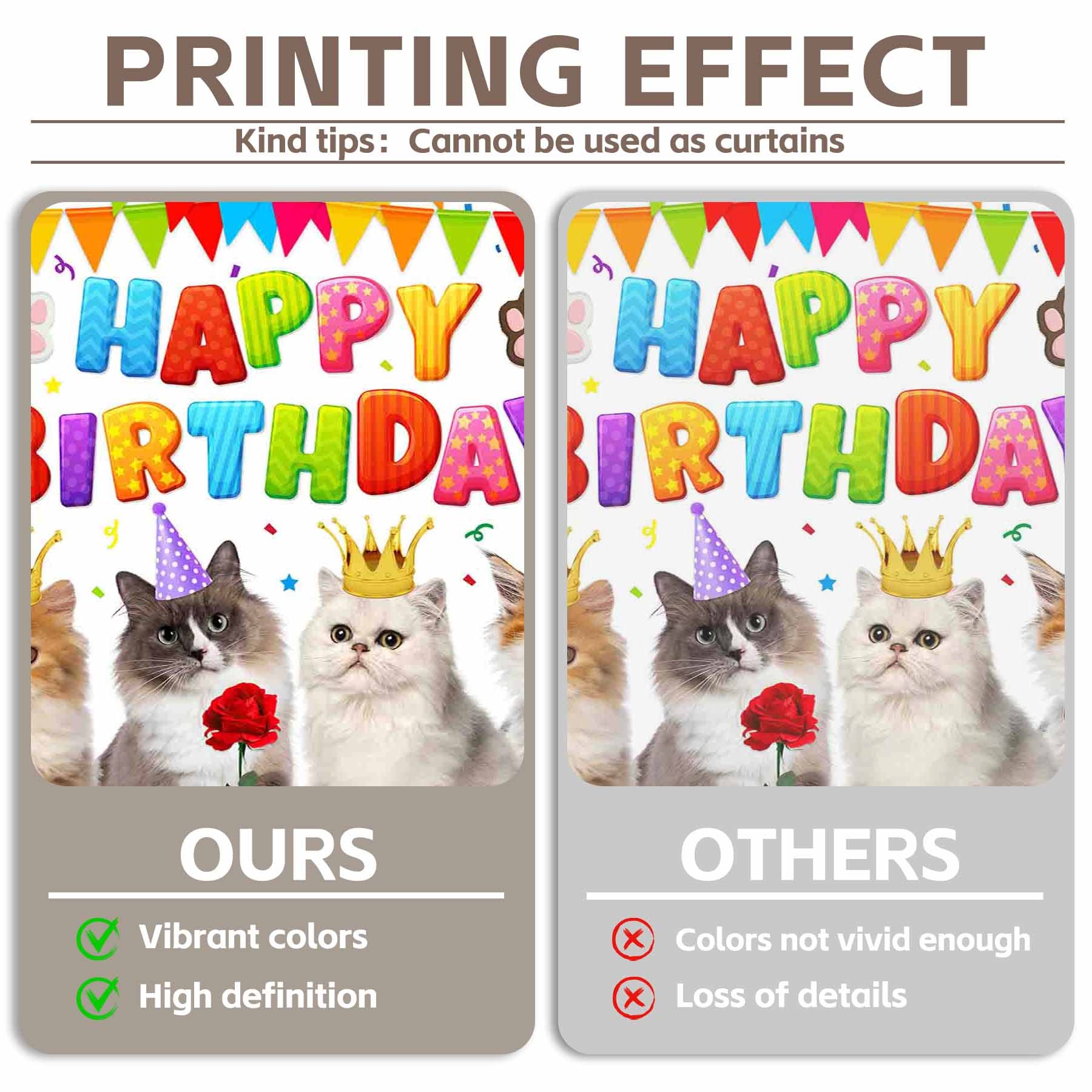 Cat Happy Birthday Cute Kitten Colorful Balloons Backdrop(FAST)