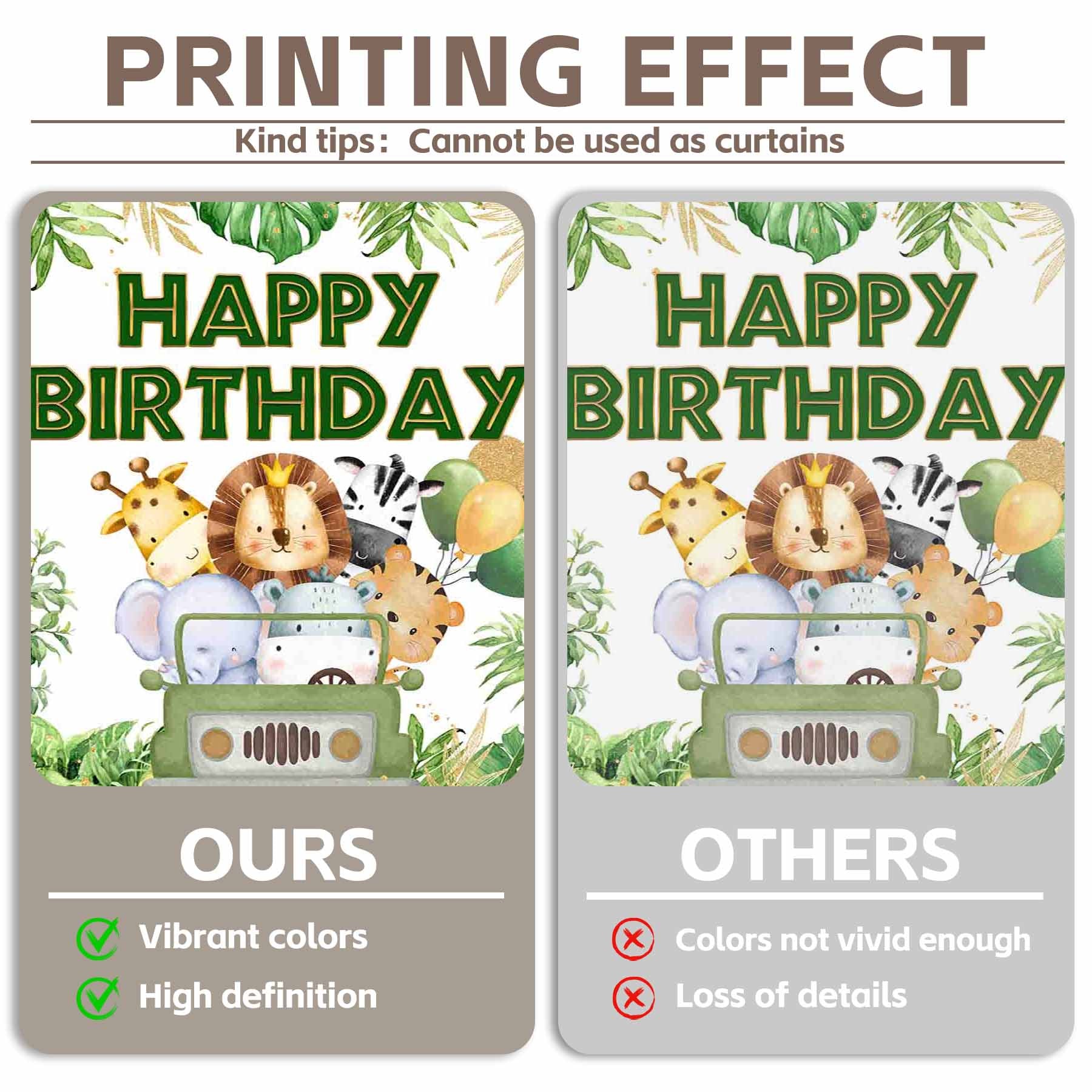 Jungle Animals Happy Birthday Tropical Green Backdrop(FAST) - UUFelice Studio