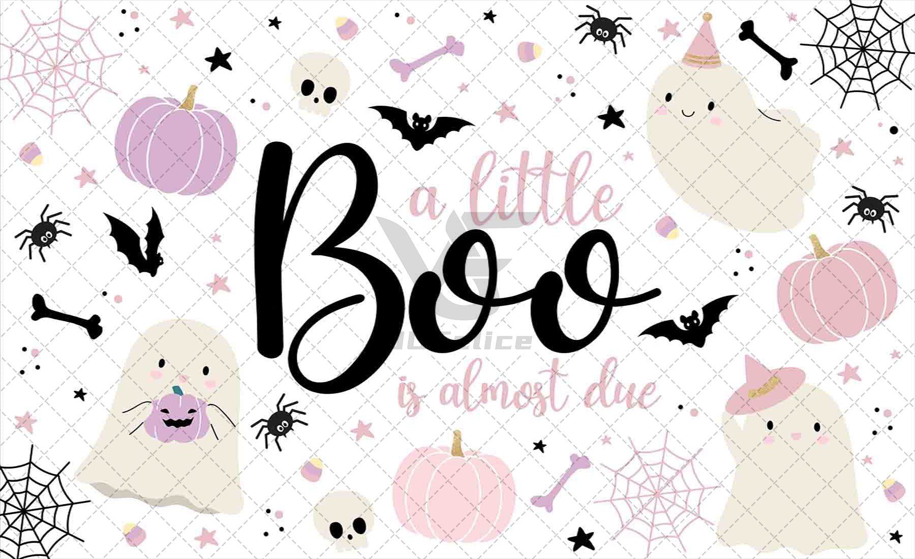 Cute Ghost Pumpkin Spider Halloween Backdrop