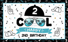 Happy 2nd Birthday Cool Boy Backdrop