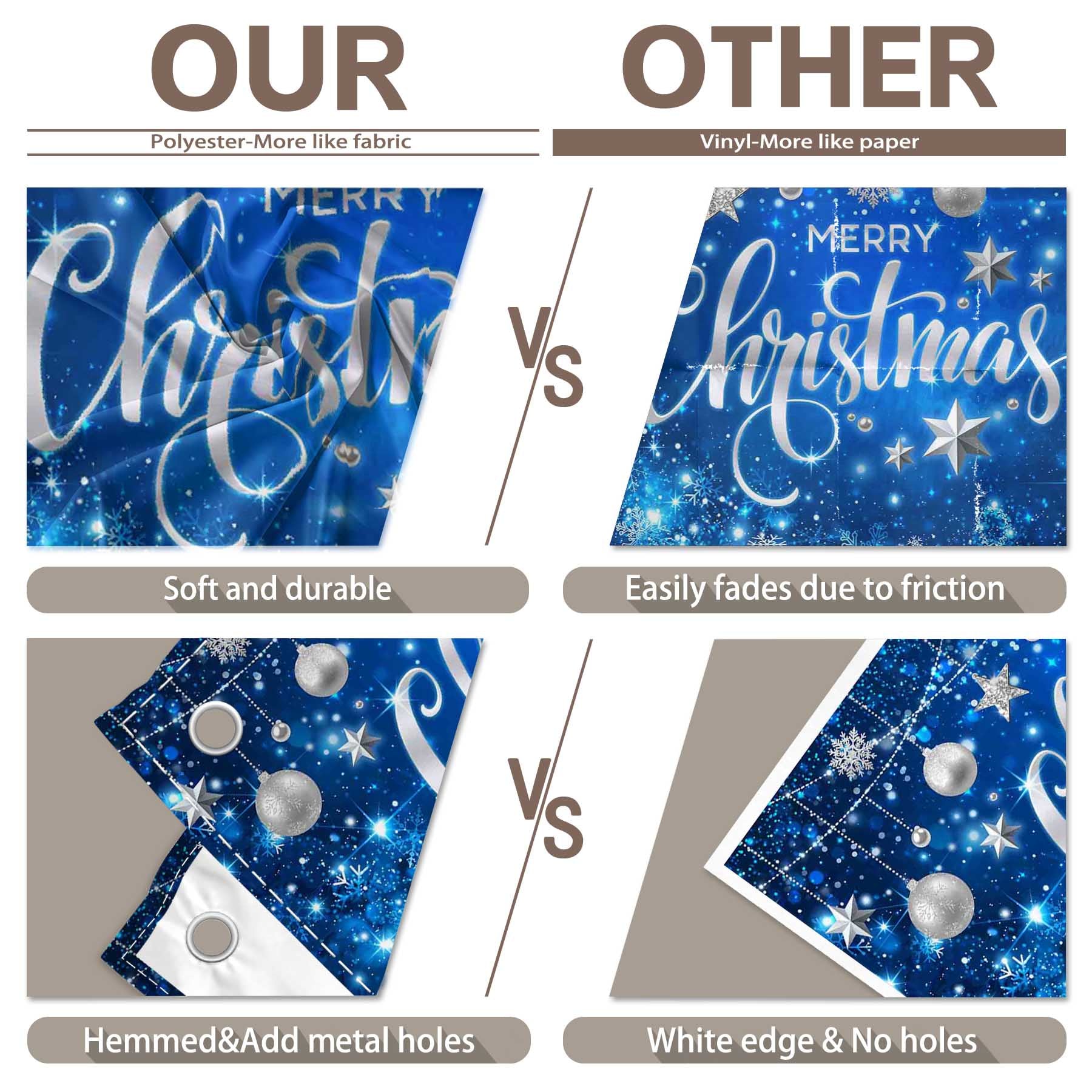 Blue Merry Christmas Glitter Bokeh Snowflake Backdrop