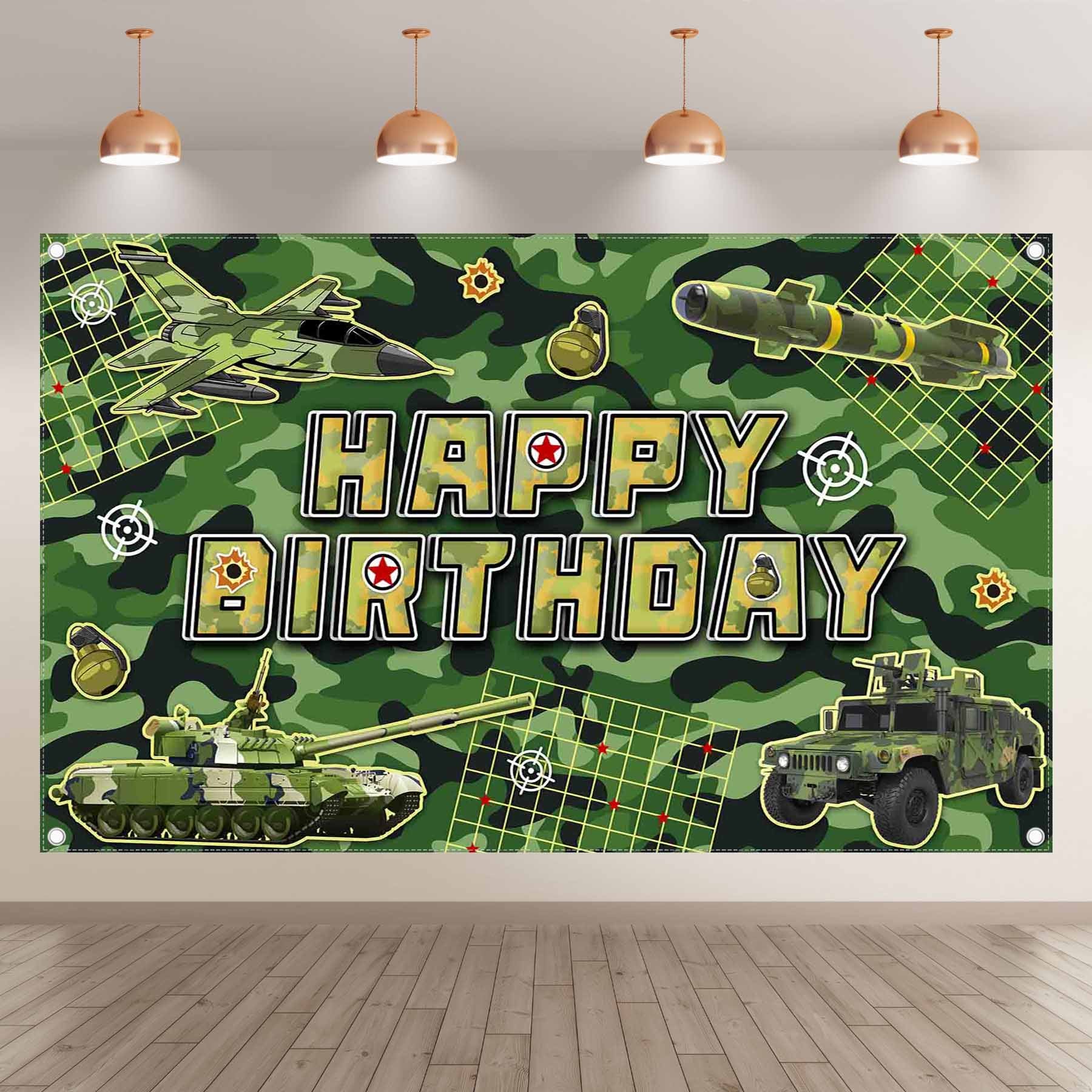 Happy Birthday Camo Military Backdrop(FAST)