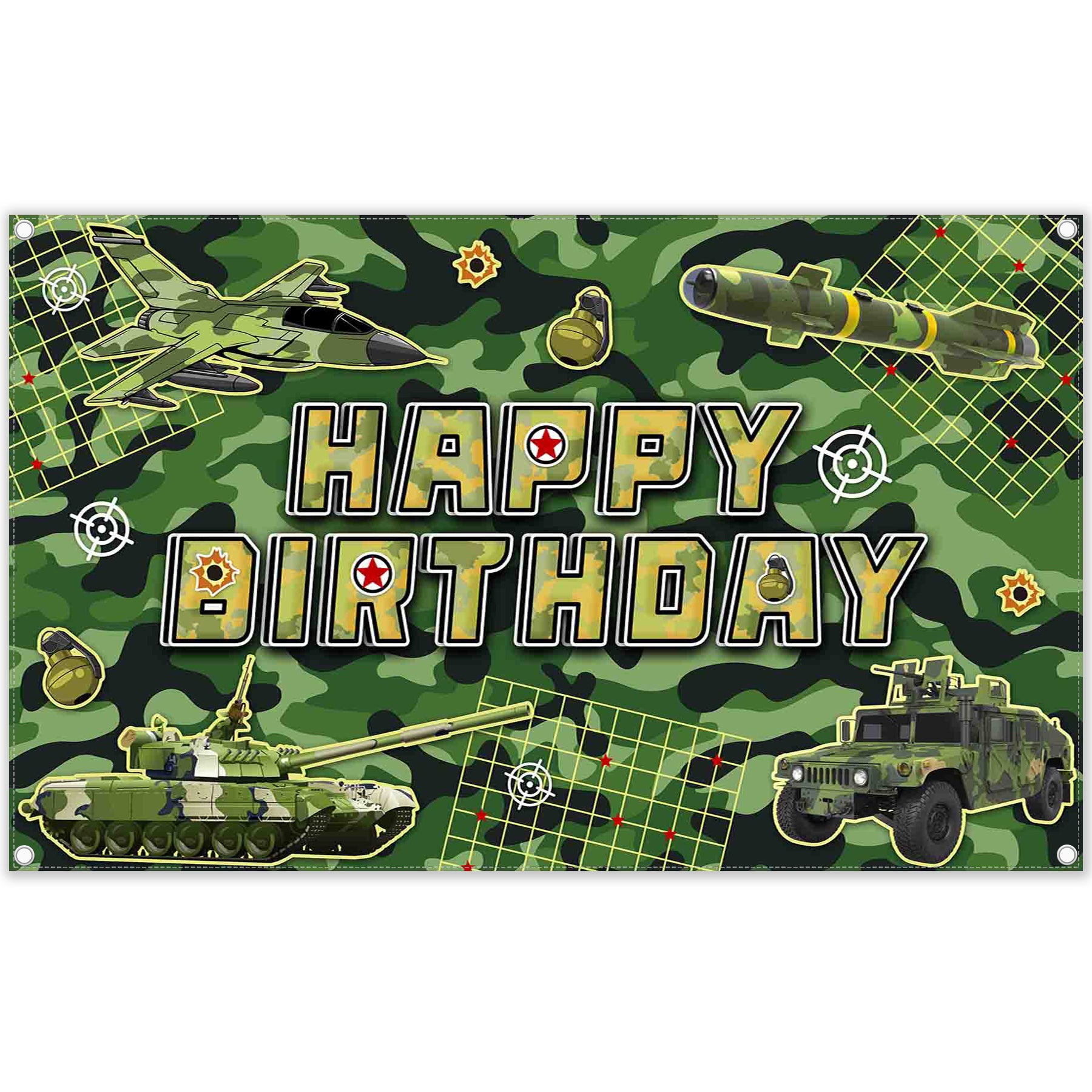 Happy Birthday Camo Military Backdrop(FAST)